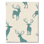 Teal Deer Silhouette Cream Background Rug