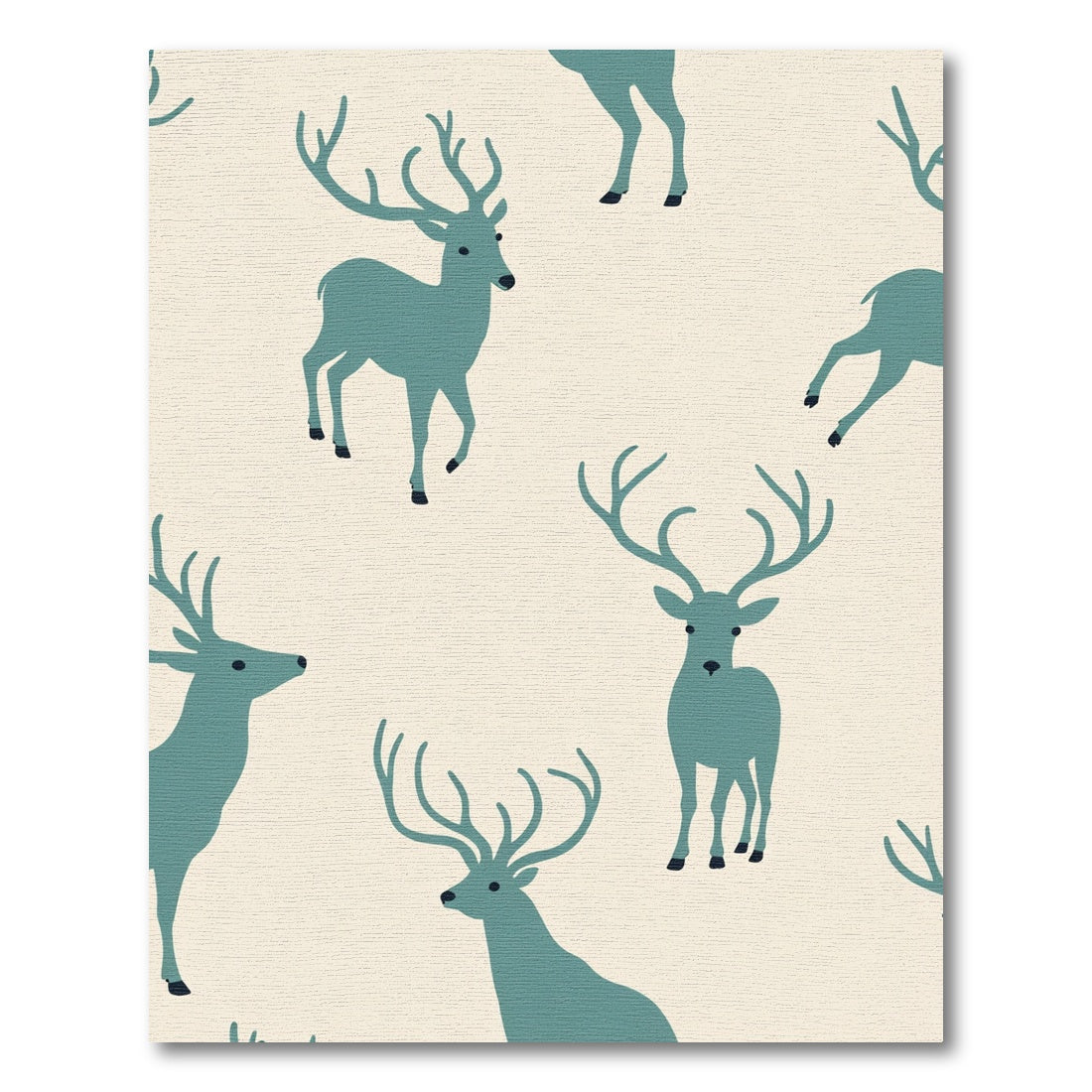 Teal Deer Silhouette Cream Background Rug