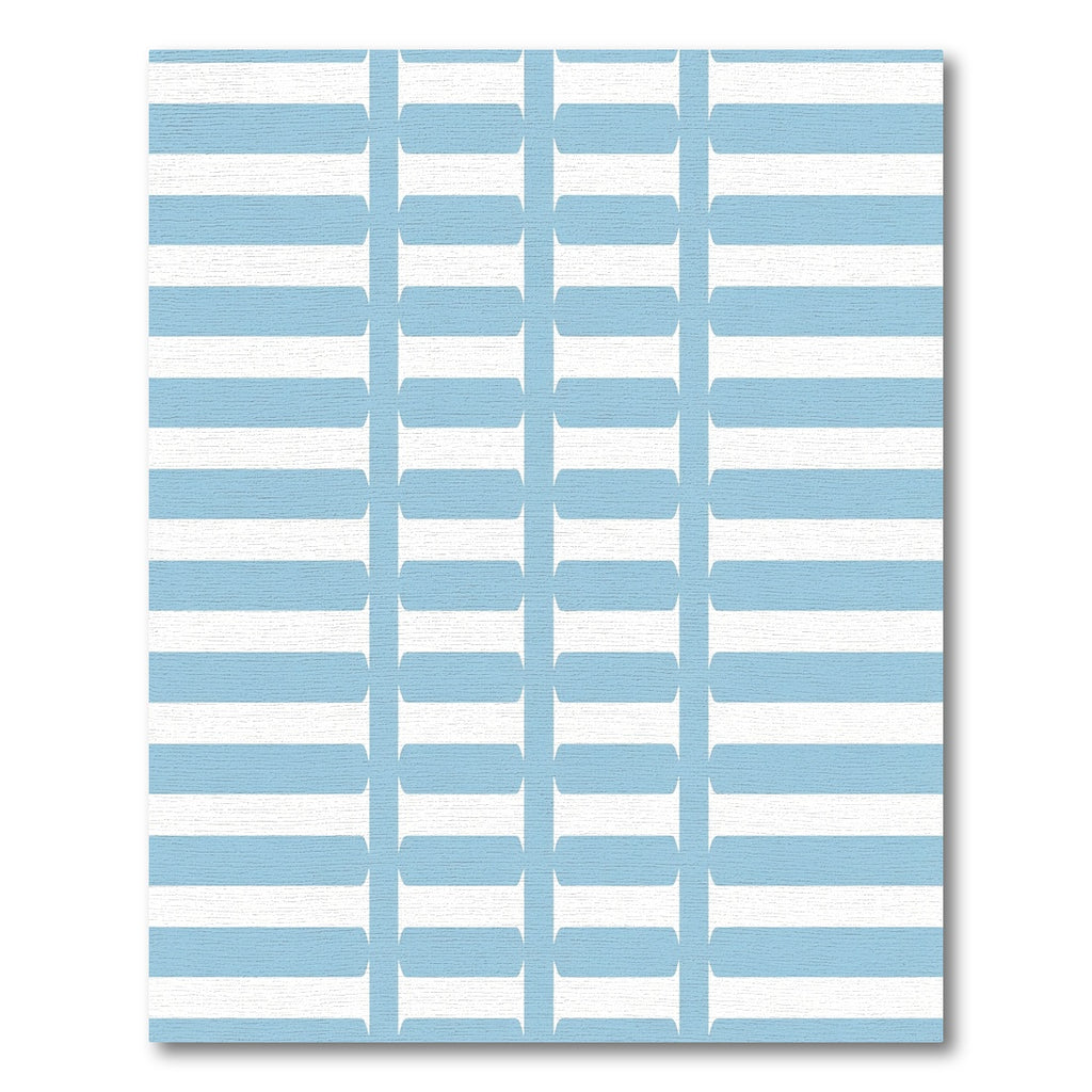 Soft Blue White Horizontal Stripe Rug