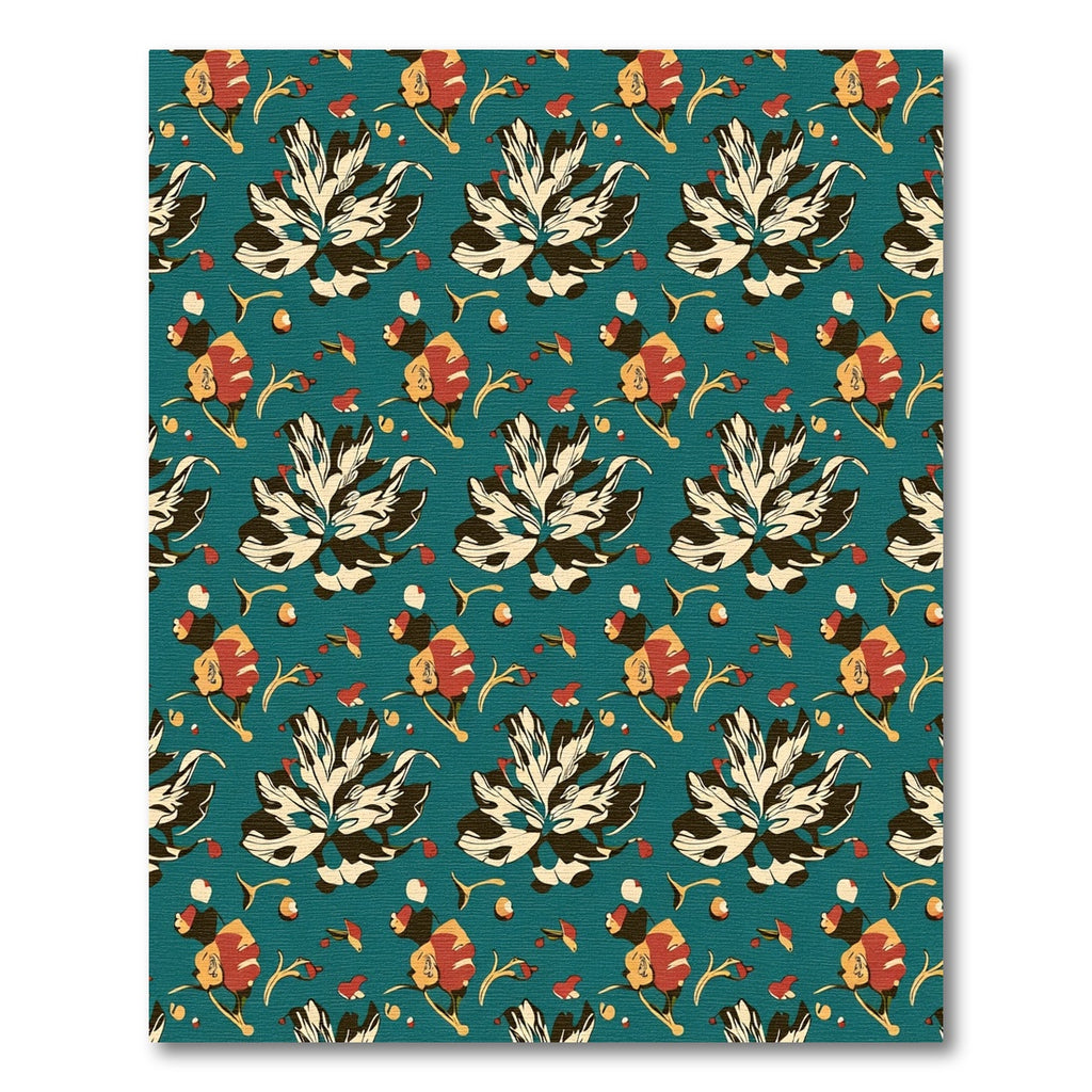 Teal Floral Explosion Repeating Elements Rug