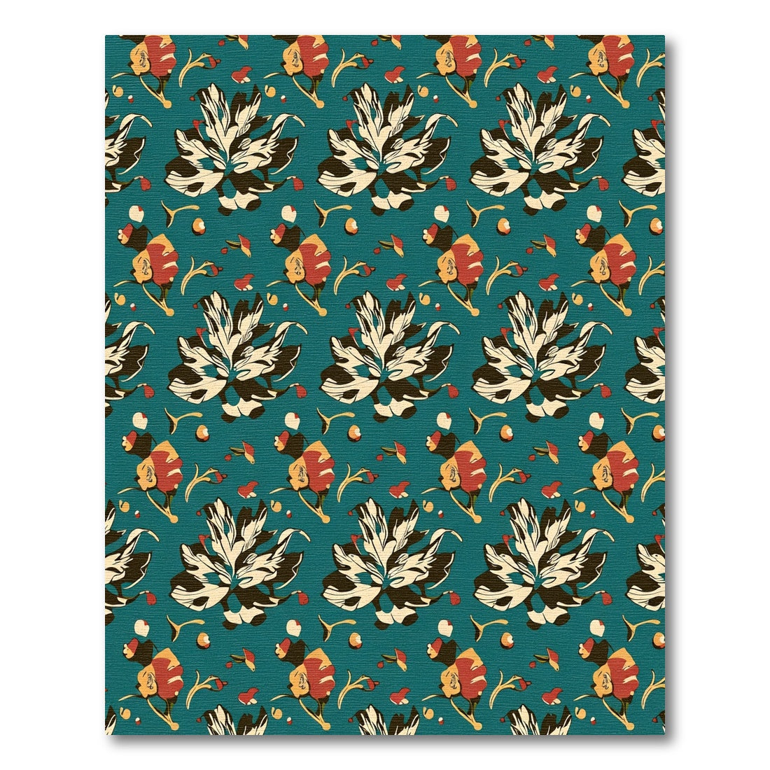 Teal Floral Explosion Repeating Elements Rug