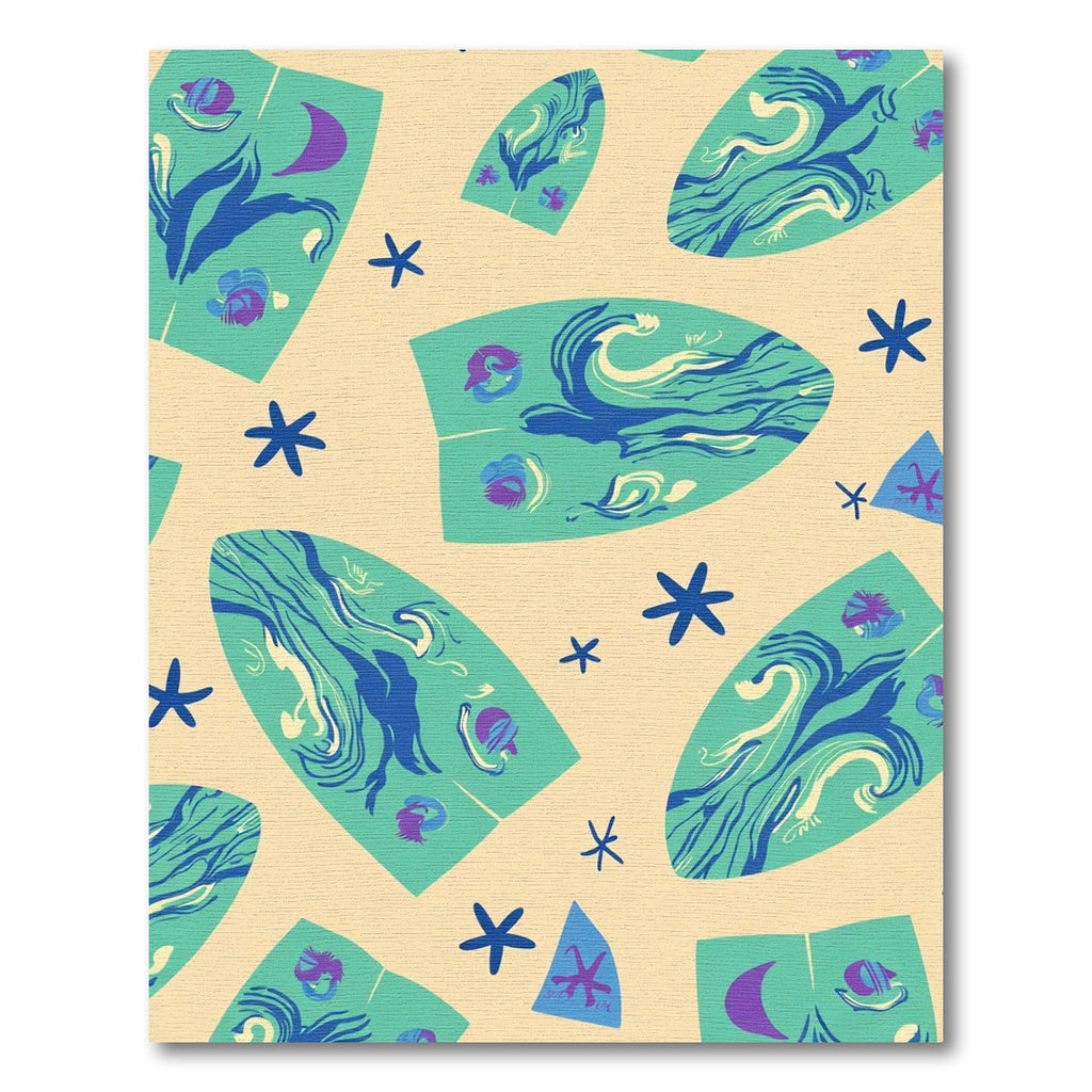 Teal Aqua Marine Surfboard Abstract Rug