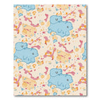 Whimsical blue cat shapes with abstract splashes Rug