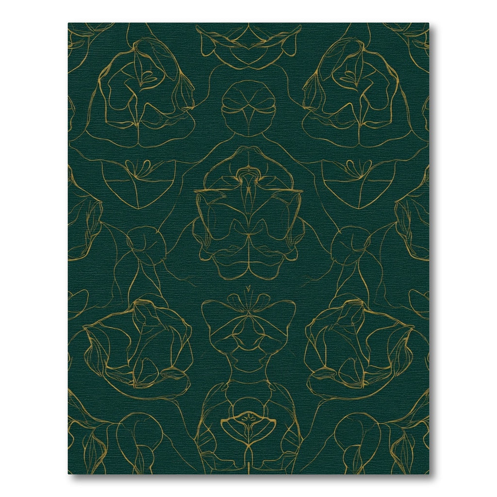 Emerald Gold Abstract Symmetrical Figures Rug
