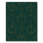 Emerald Gold Abstract Symmetrical Figures Rug