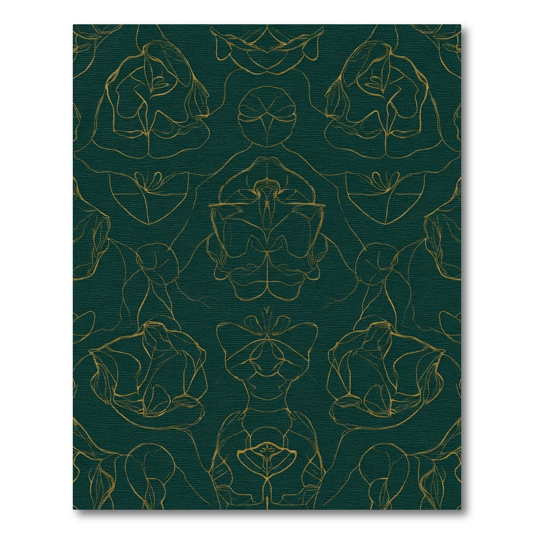 Emerald Gold Abstract Symmetrical Figures Rug
