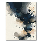 Navy Blue Abstract Ink Wash Rug