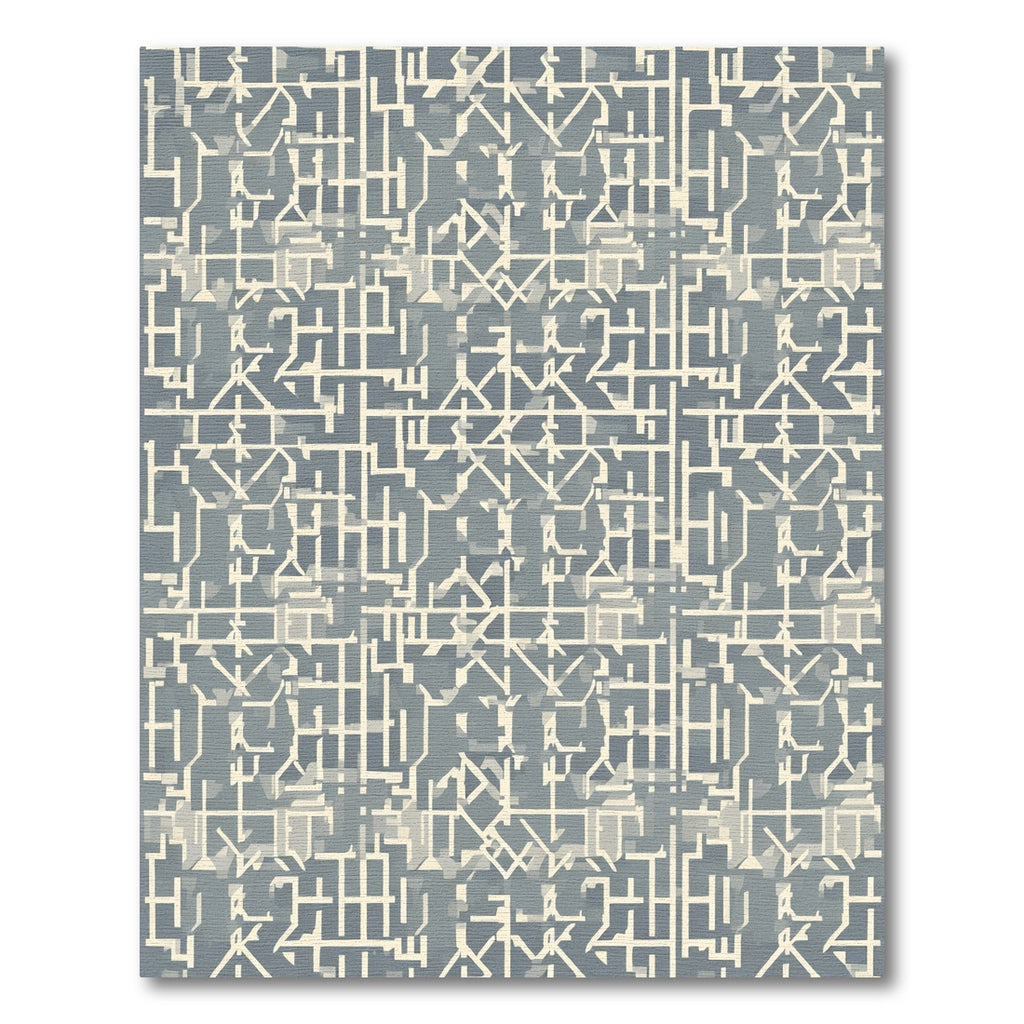 Abstract Geometric Lines Cream Slate Rug