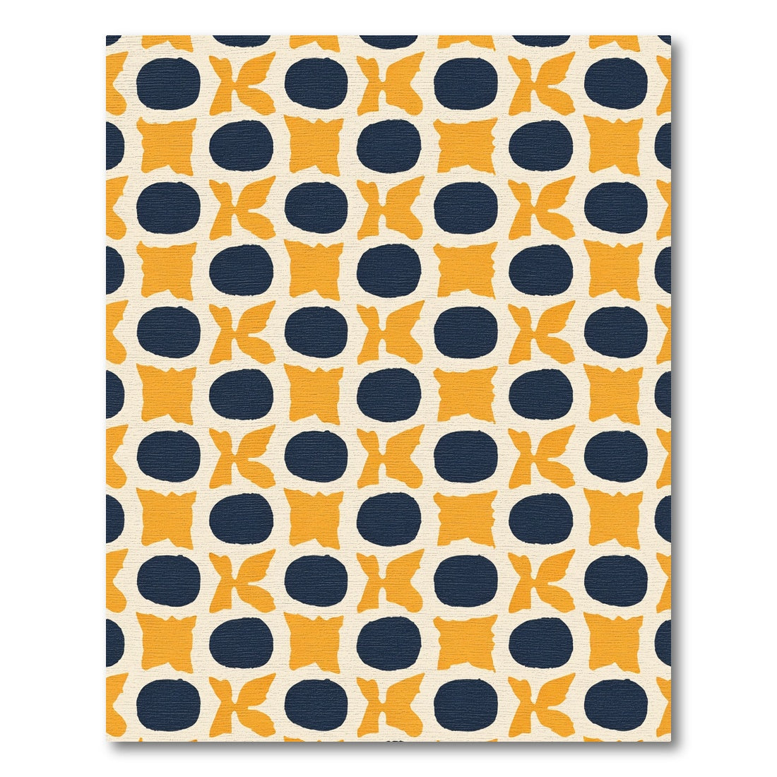 Orange Blue Geometric Oval Blossom Rug