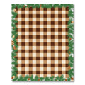 Brown Tan Plaid Gingham Pinecone Border Rug