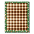 Brown Tan Plaid Gingham Pinecone Border Rug