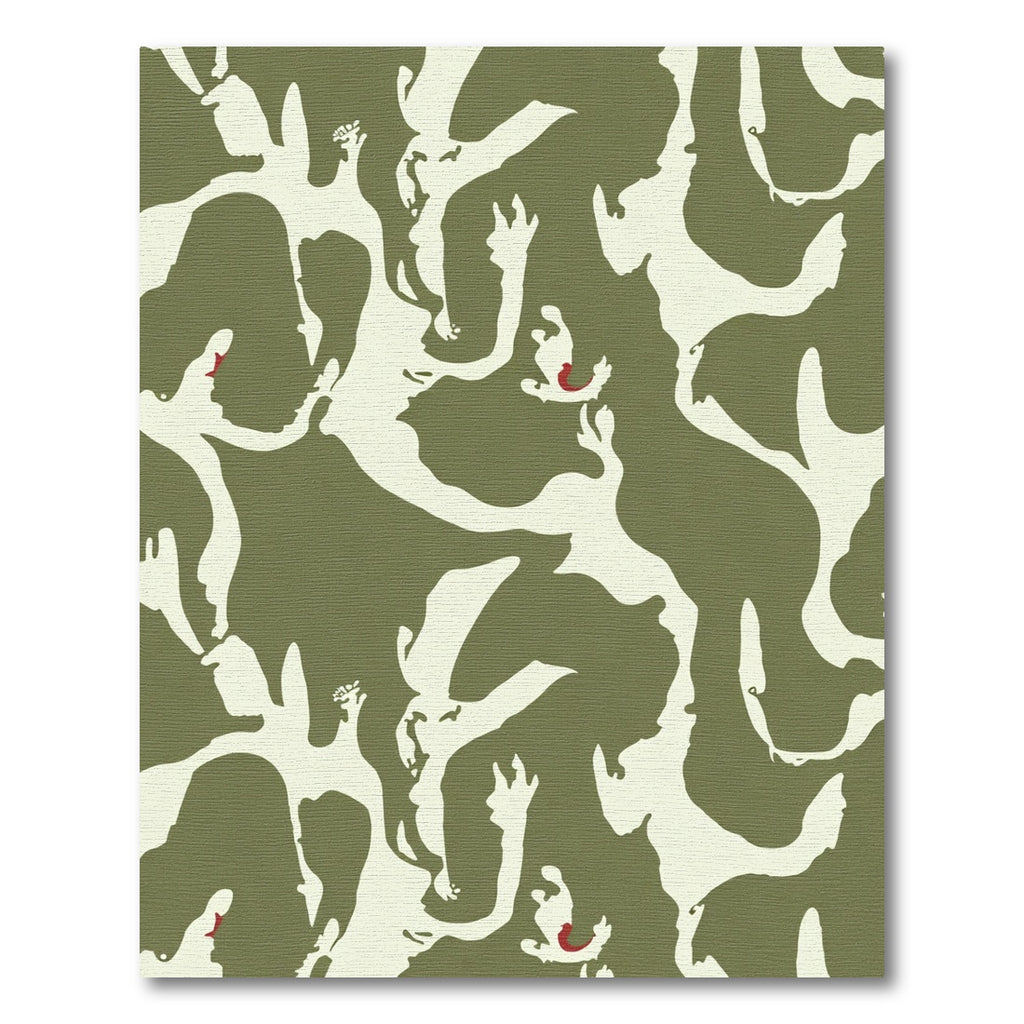 Abstract Olive Cream Intertwined Figures Rug
