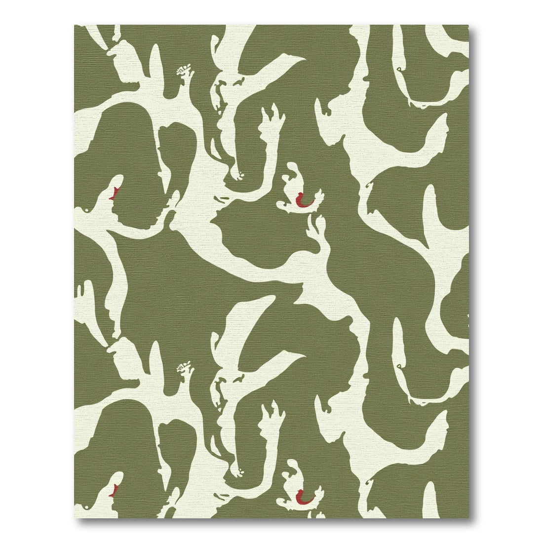 Abstract Olive Cream Intertwined Figures Rug