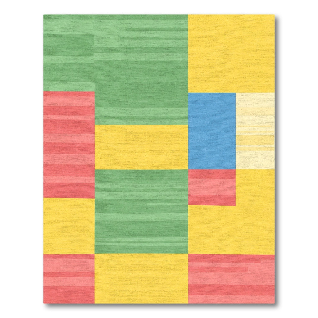 Geometric Color Blocks With Stripes Rug