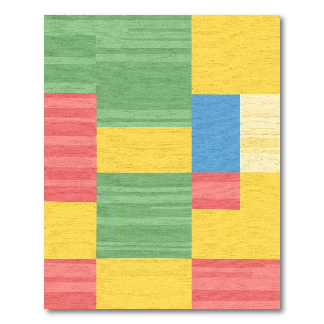 Geometric Color Blocks With Stripes Rug