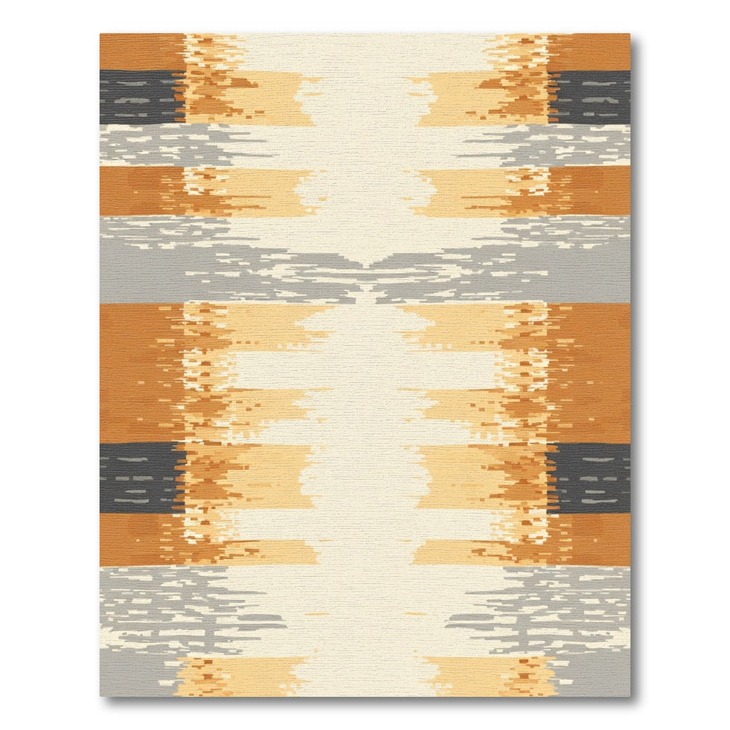 Textured Ochre Gray Stripe Rug