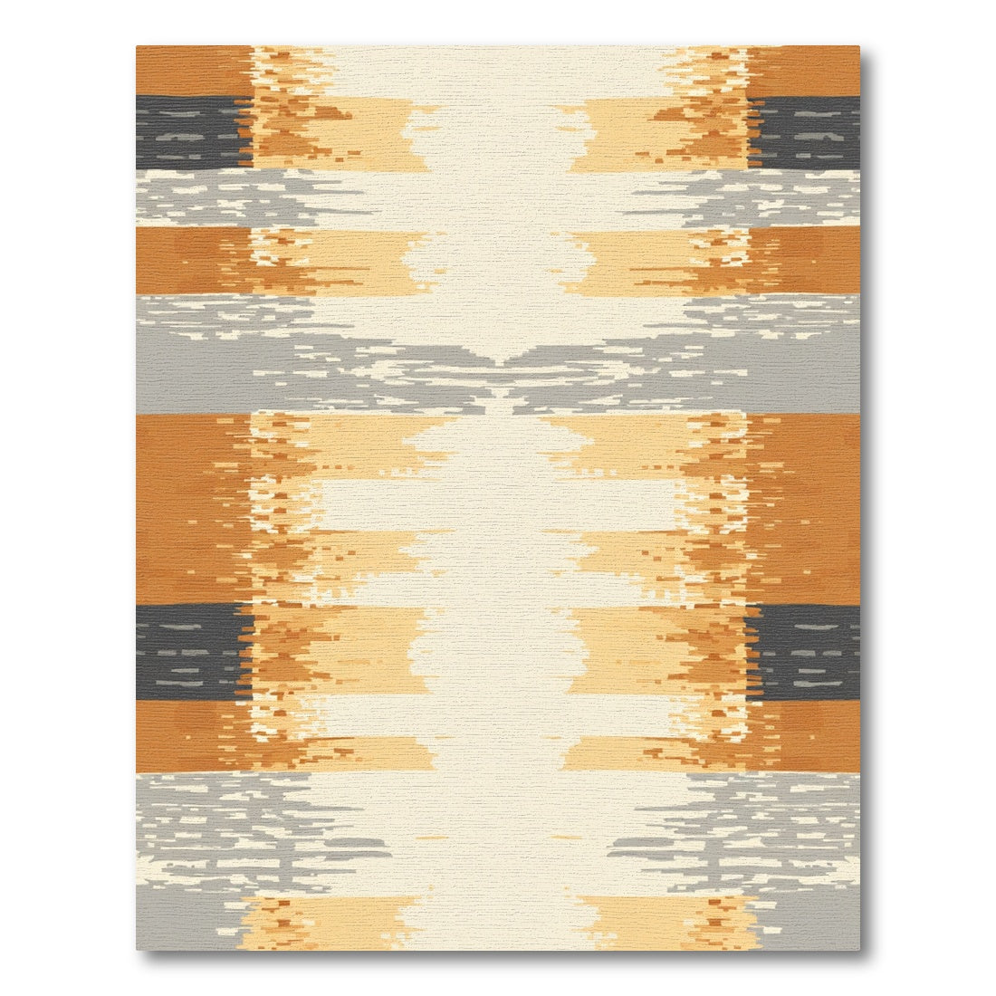 Textured Ochre Gray Stripe Rug