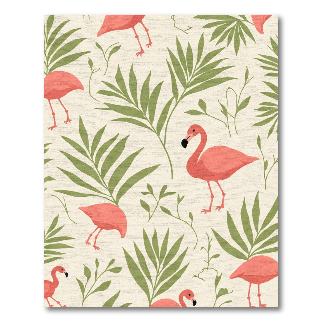 Coral Flamingo Tropical Leaf Blend Rug