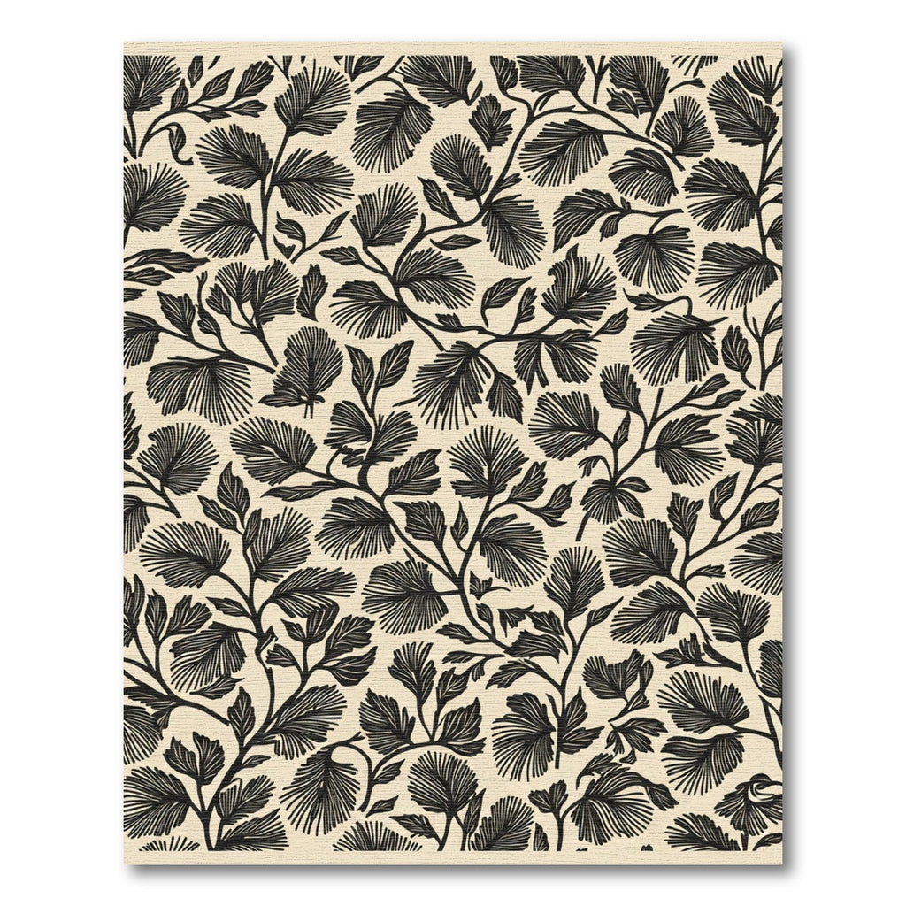 Black Pine Needle Botanical Arrangement Rug