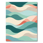 Coral Teal Aqua Wave Landscape Rug
