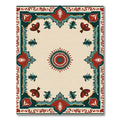Crimson Teal Bordered Medallion Rug