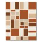 Terracotta Brown Cream Geometric Rectangles Rug