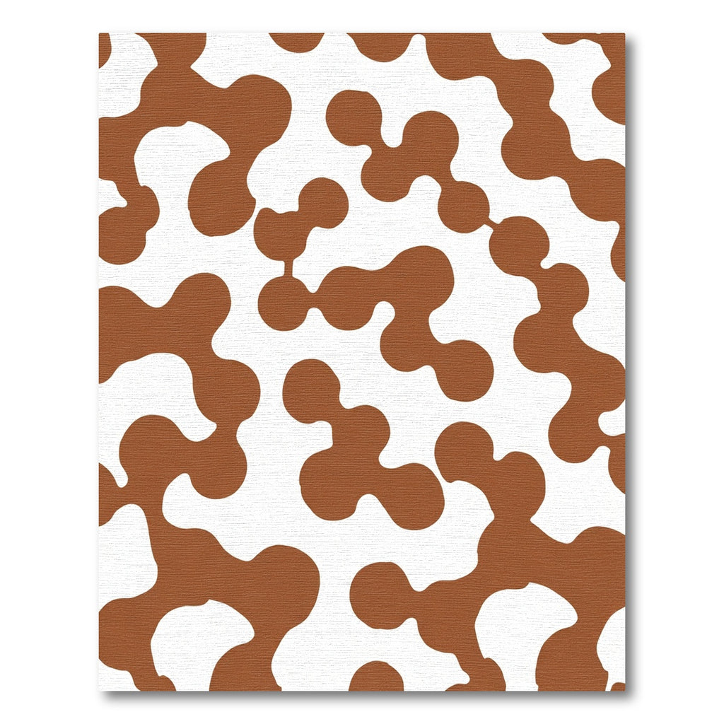 Brown White Organic Blob Composition Rug