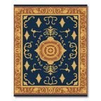 Navy Golden Classic Medallion Frame Rug