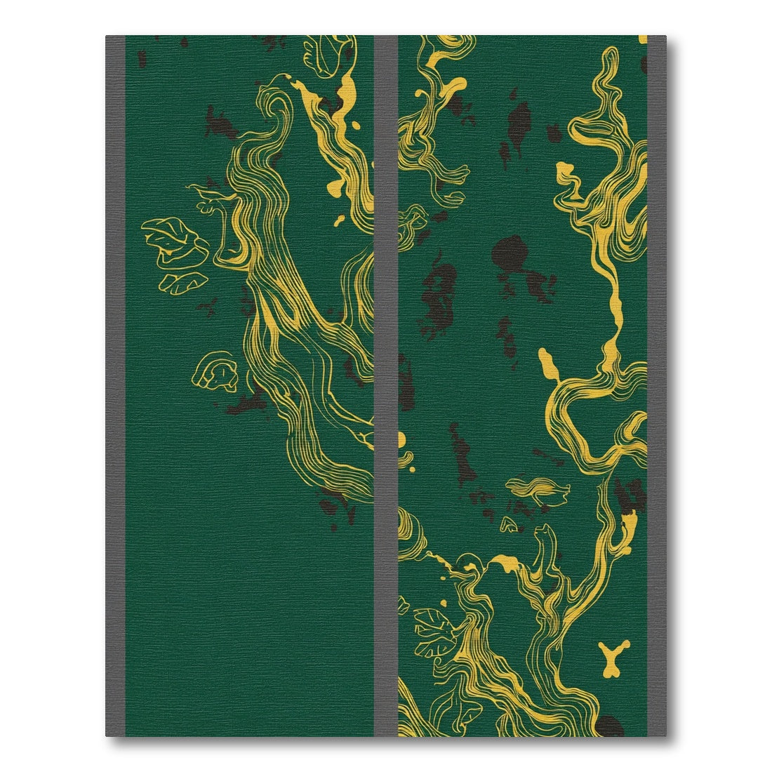 Deep Green Gold Organic Flow Rug