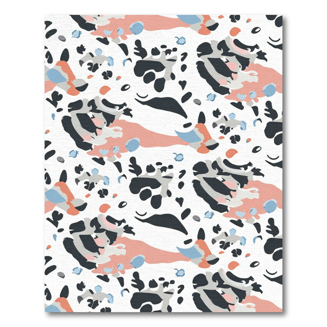 Abstract Peach Black Gray Swirl Collage Rug