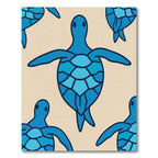 Ocean Blue Sea Turtle Geometric Repeat Rug