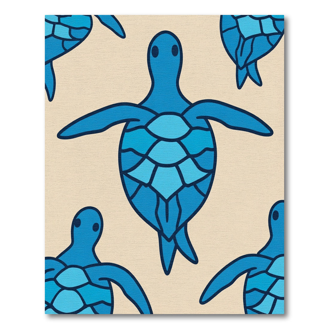 Ocean Blue Sea Turtle Geometric Repeat Rug