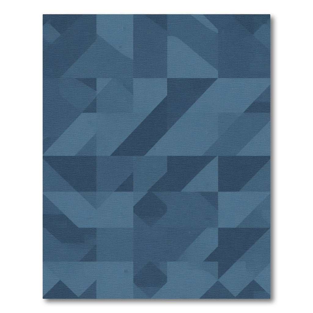 Deep Blue Geometric Block Arrangement Rug