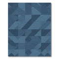 Deep Blue Geometric Block Arrangement Rug