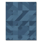 Deep Blue Geometric Block Arrangement Rug