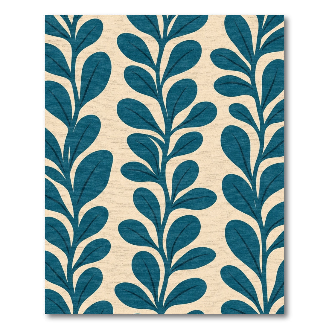 Teal Leafy Branch Midcentury Modern Rug