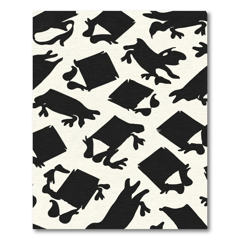 Black White Abstract Frogs Composition Rug