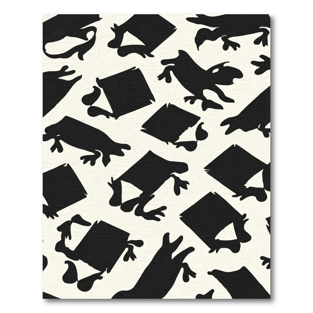 Black White Abstract Frogs Composition Rug