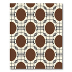 Brown Circles with Cream Plaid Grid Rug