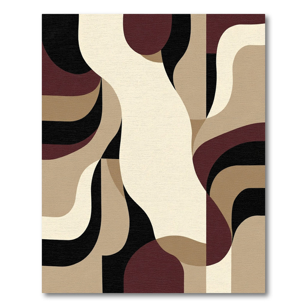 Burgundy Beige Abstract Organic Shapes Rug