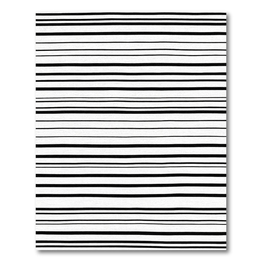 Black White Uneven Stripe Rug