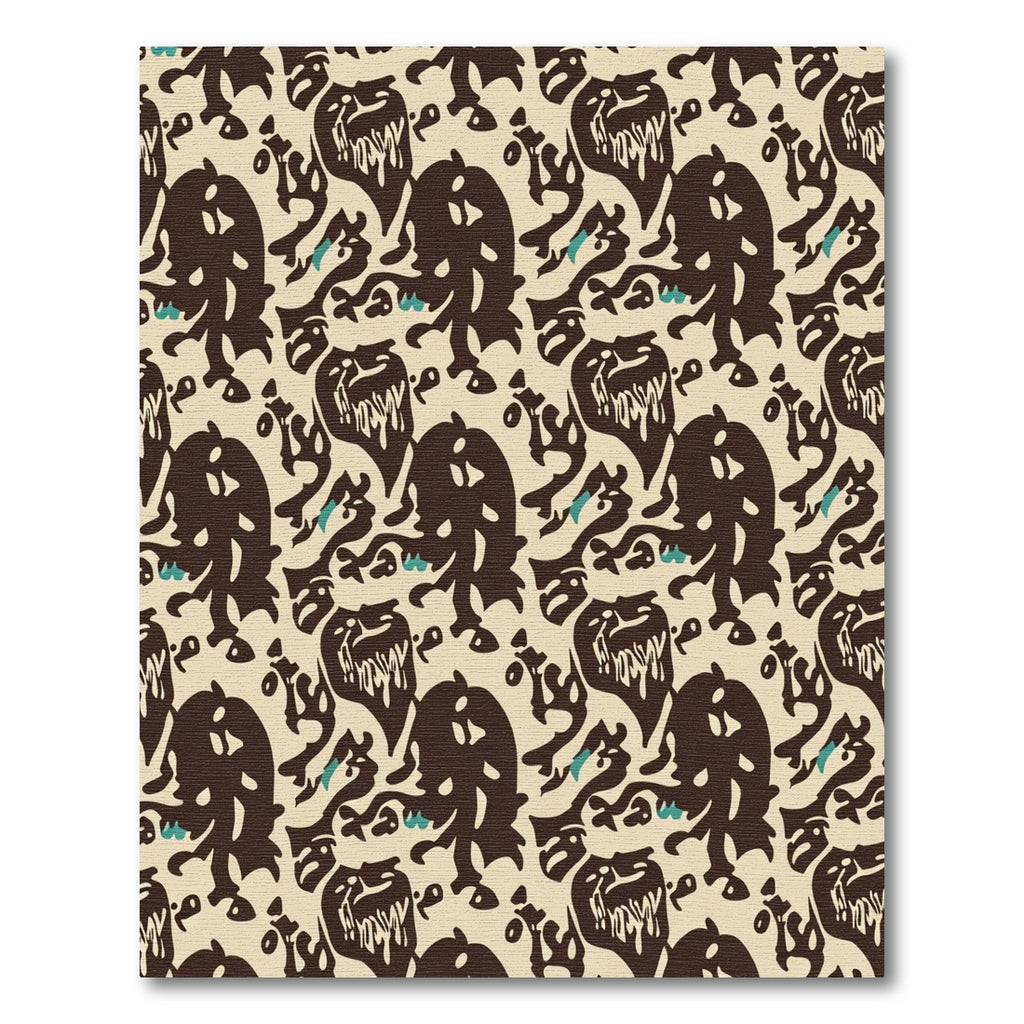 Dark Brown Abstract Graffiti Figures Rug