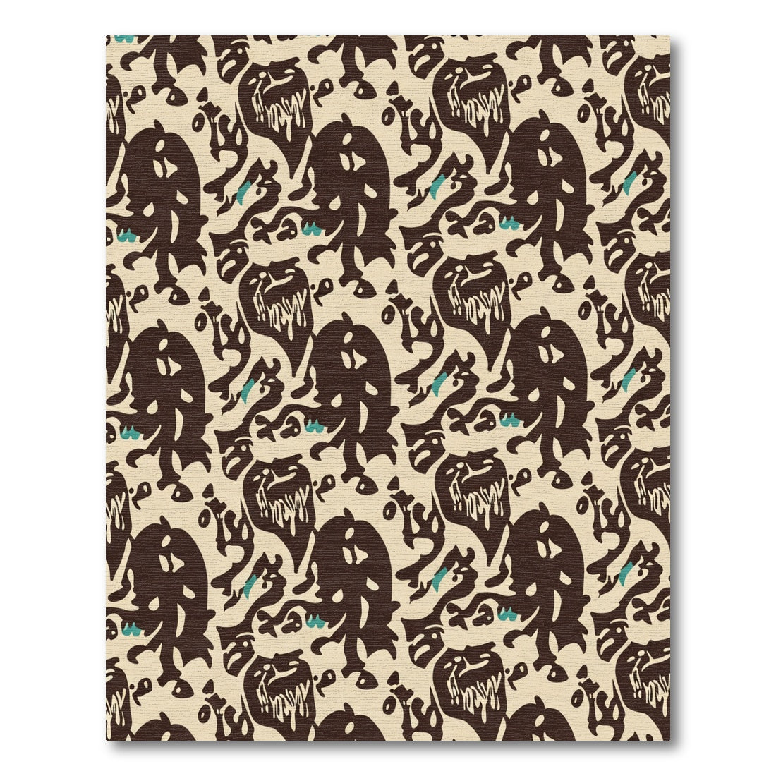 Dark Brown Abstract Graffiti Figures Rug