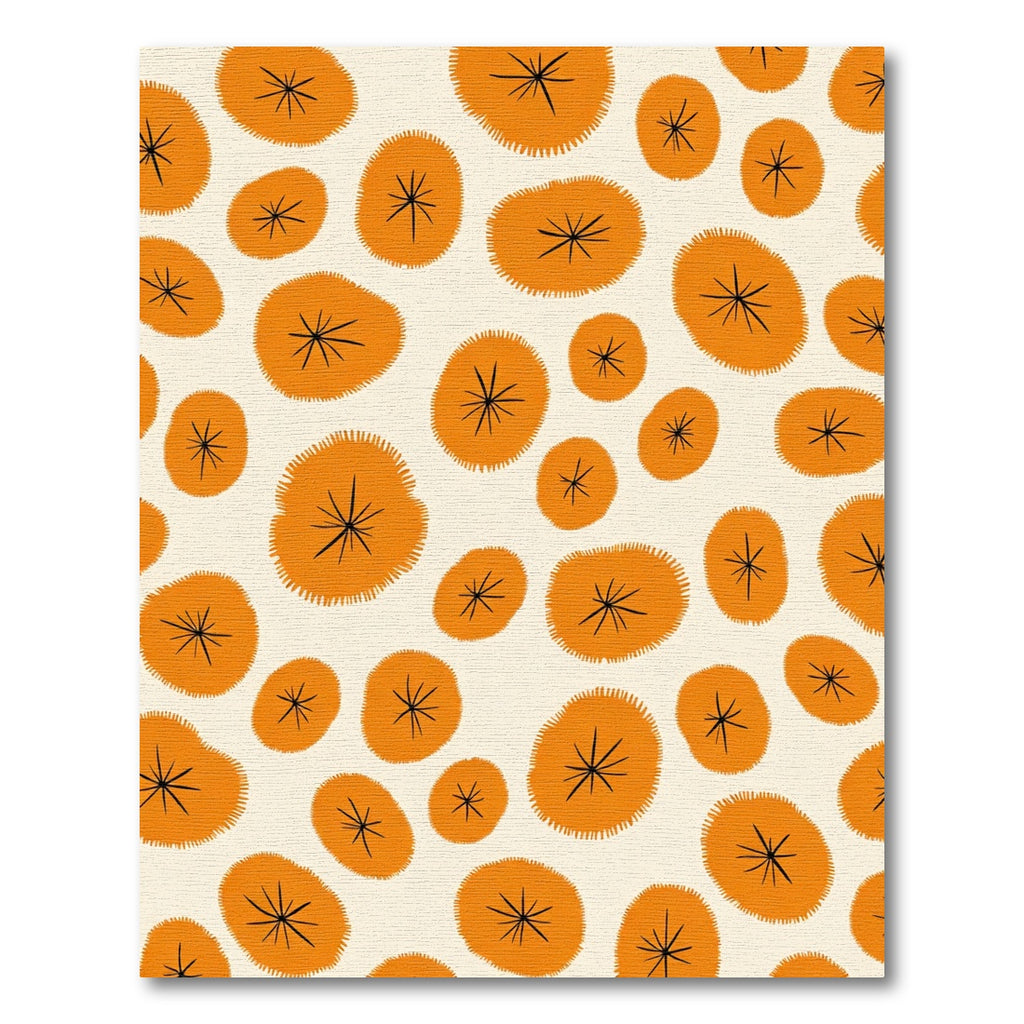 Orange Coral Starburst Round Rug