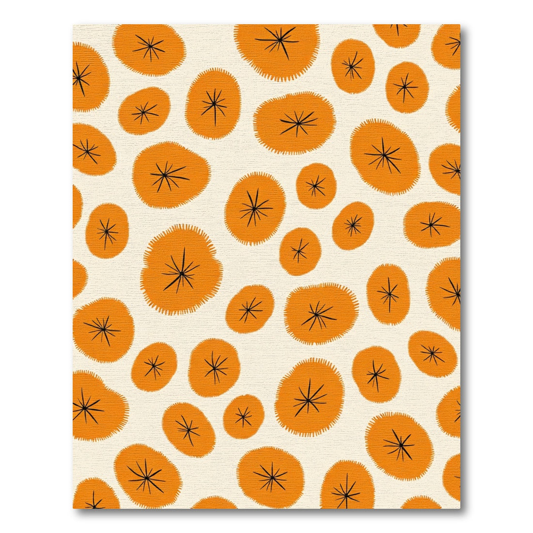 Orange Coral Starburst Round Rug