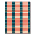 Coral Teal Gold Stripe Arrangement Rug