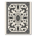Monochromatic Black Floral Crested Rug