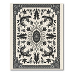 Monochromatic Black Floral Crested Rug