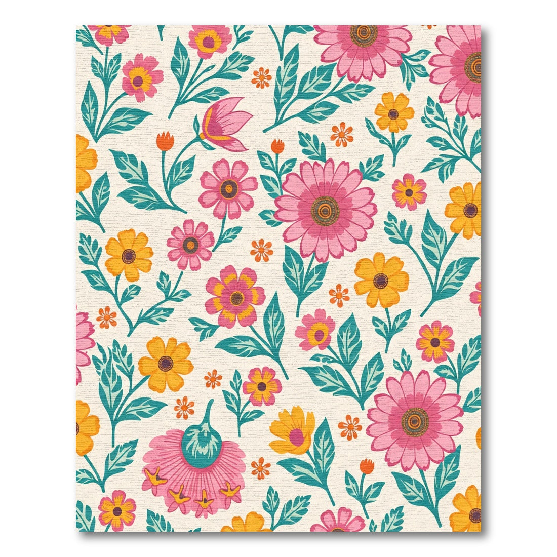 Floral Bloom Garden Pink Yellow Rug