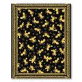 Golden Birds Black Whimsical Repeating Rug